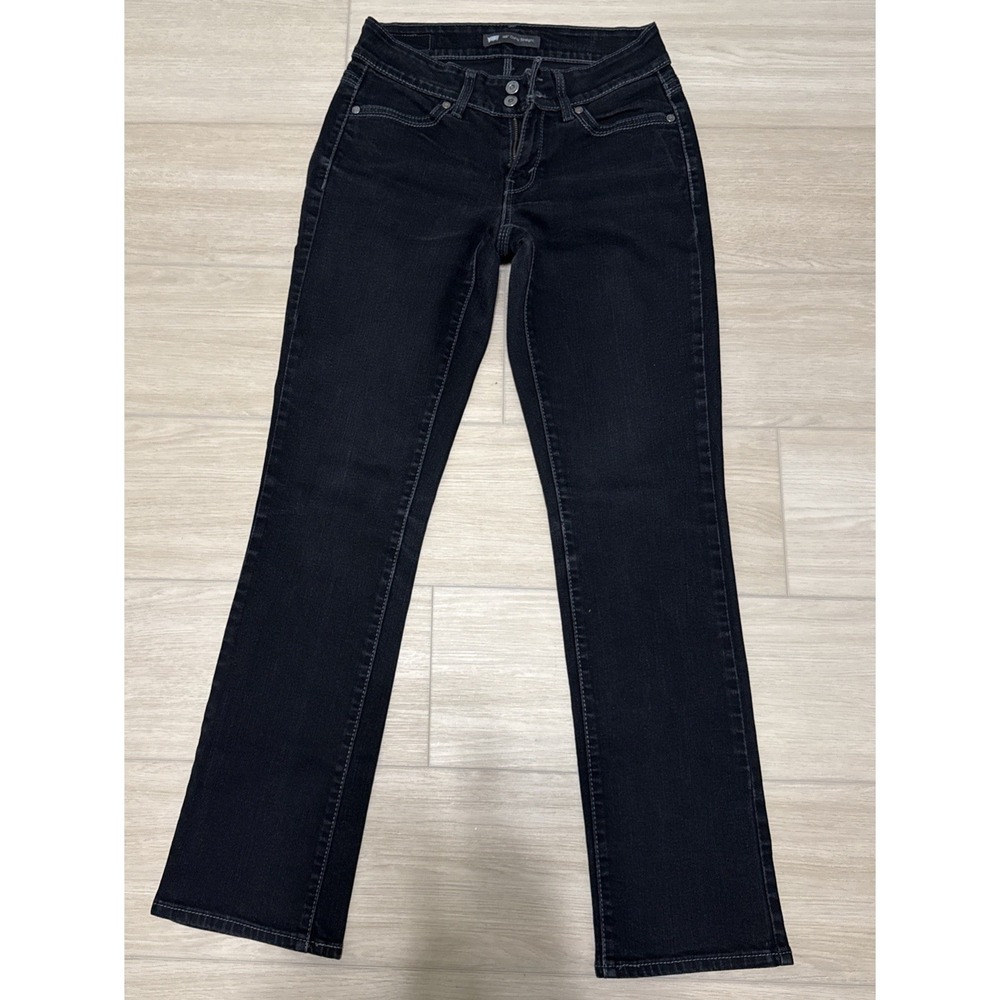 Levi's 529 Womens Curvy Straight Jeans Blue Stretch Denim Mid Rise Dark Size W28